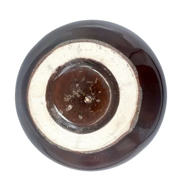 Art Studio Pottery Bud Vase Round Brown Tones Glazed Earthy Minimalist 5"H - Picture 6 of 7